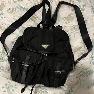 Designer Inspired Black Nylon Womens Backpack